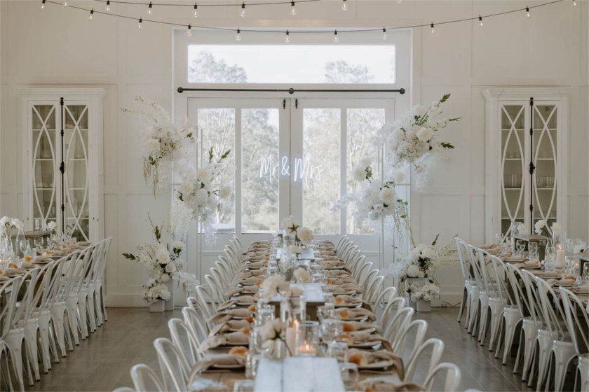 The Great Room set for a seated wedding