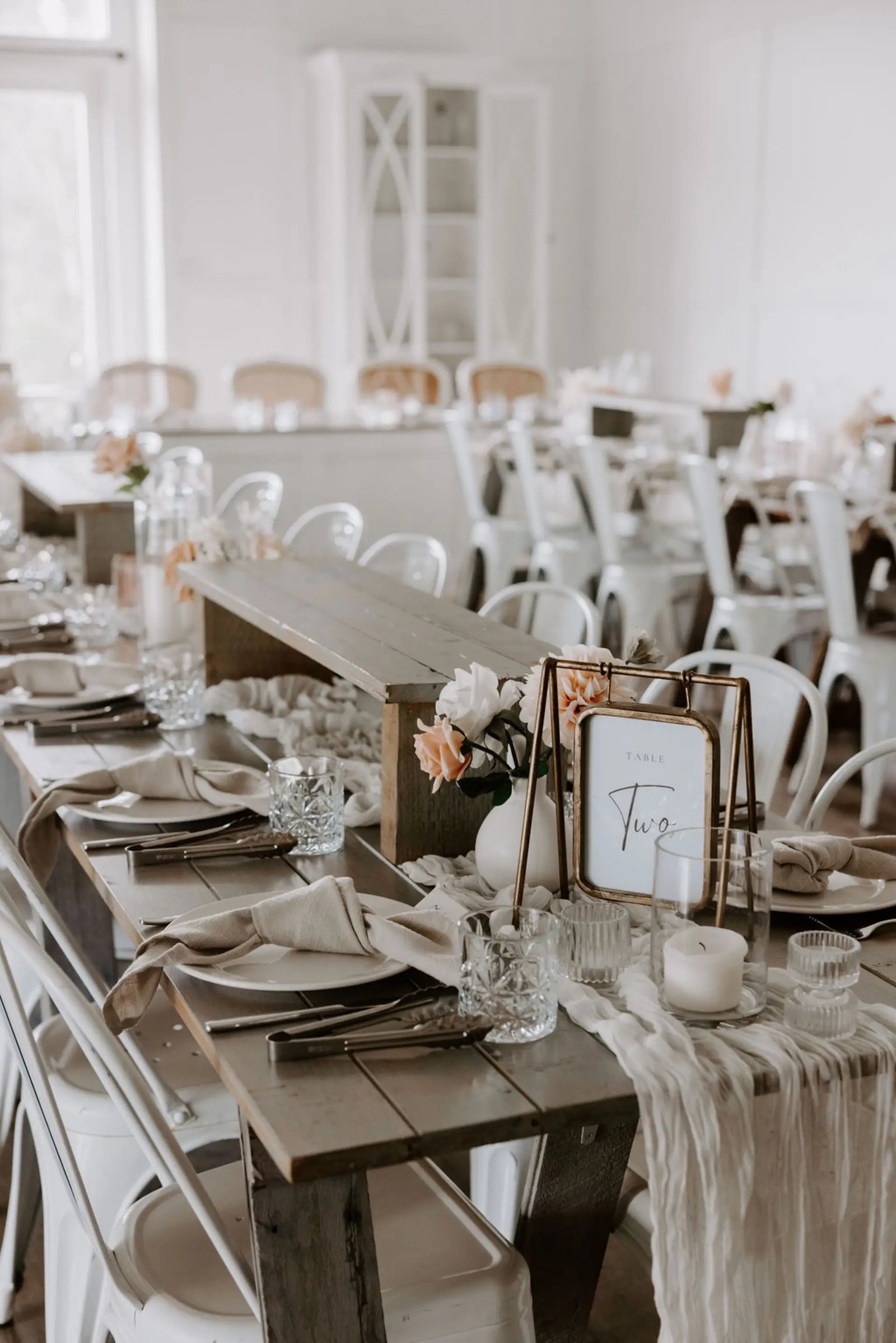 A table setting in the Great Room