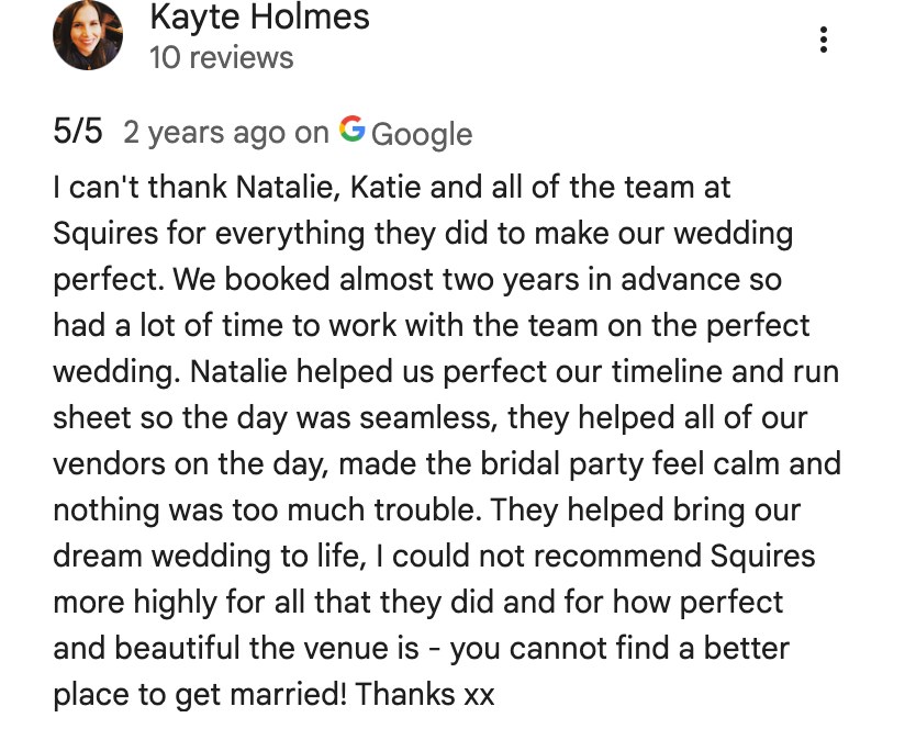 Five-star Google review from Kayte Holmes